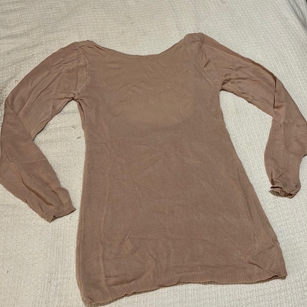 Backless woven sweater dress neutral